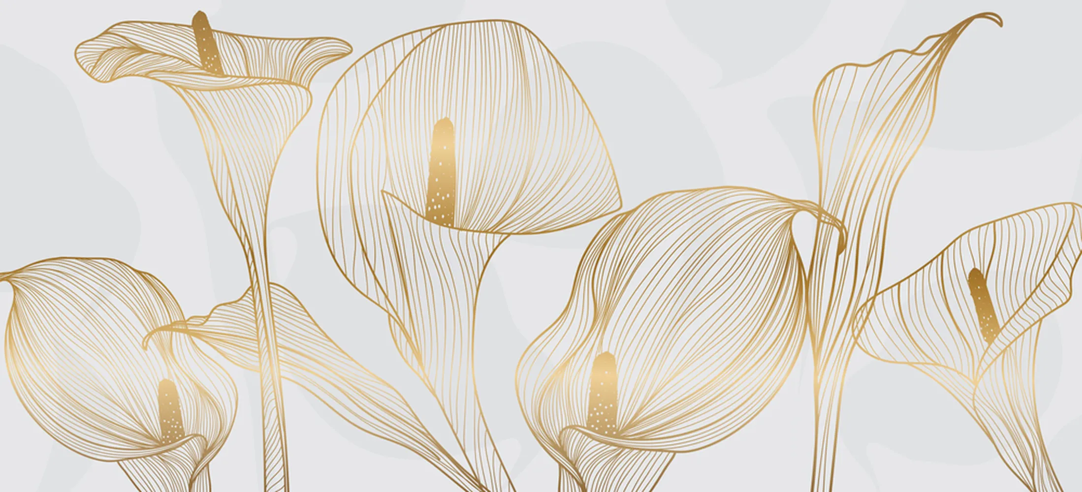 کاغذ دیواری سه بعدی مزون عروس طرح زنبق طلایی